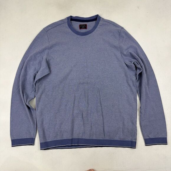 UNTUCKit ANDREWS Blue Pullover Sweater Long Sleeve Crew Neck Cotton Sz L - Picture 2 of 8